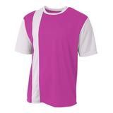 A4 Youth Active Performance Short Sleeve Crew Neck Legend Color Block Sports Soccer Wear Jersey FUSCHIA WHITE Medium NB3016