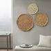 Madison Park Rossi Textured Feather 3-piece Metal Disc Wall Decor Set in Spice 14.25x1x14 H/20x1.25x20 /17.25x1.25x17.25