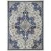 HomeRoots 513826 7 x 10 ft. Gray Ivory & Blue Floral Power Loom Distressed Stain Resistant Rectangle Area Rug