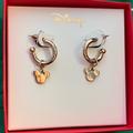 Disney Jewelry | Mickey Mouse Head Pierced Hoop Earrings * Disney * Gold Plated * Disc Back Posts | Color: Gold | Size: Os