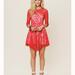 Free People Dresses | Free People Red Floral Mesh Lace Dress | Color: Red | Size: 4