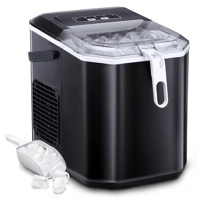 Countertop Ice Maker Portable Ice Machine with Handle,Self-Cleaning Ice Makers, 26Lbs/24H, 9 Ice Cubes Ready in 6 Mins