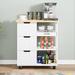 Futzca Kitchen Island Cart with 3 Open Shelves and 3 Drawers - N/A