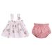 Fsqjgq Pageant Dresses for Girls Toddler Baby Girl Clothes Summer Toddler Girls Sleeveless Prints Tops Shorts Two Piece Outfits Set for Kids Clothes Size 66 Pink