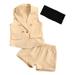 Fsqjgq Baby Clothing Toddler Baby Girl Clothes Summer Toddler Girls Sleeveless Solid Colour Coat Vest Shorts Three Piece Outfits Set for Kids Clothes Size 120 Beige