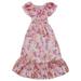 Rovga Toddler Girl Dress Clothes Chiffon Dress Summer Foreign Style Mid Length Beach Children S Off Shoulder Floral Dress For Big Children Is Suitable As Flower Wedding Dress