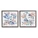 Stupell Industries Abstract Farmhouse Flowers & Leaves 2 Piece Framed Giclee Art Set By Janet Tava in Blue/Brown/Pink | Wayfair a2-492_fr_2pc_17x17