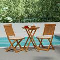 Wildon Home® Caila Heavy Duty Serene 2-Person Round Bistro Set, Easy Assembly Wood in Brown/White | 24 W x 24 D in | Outdoor Furniture | Wayfair