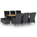 9 Piece Patio Dining Set with Cushions Poly Rattan Dark Gray Outdoor Furniture Sets