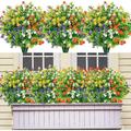 12 Bundles Artificial Flowers for Outdoors Fake Flowers in Bulk Plastic Plants UV Resistant Faux Greenery Boxwood for Hanging Planters Vase Indoor Outside Home Garden Decorations (Mix Color)