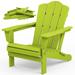 JEAREY Plastic Adirondack Chair HDPE All-Weather Outdoor Folding Adirondack Chair for Outside Apple Green