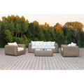 Outsy Milo Outdoor & Backyard Wicker Furniture Set with Aluminum Frame & Wicker Coffee Table Brown - 4 Piece