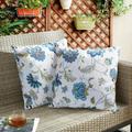 UNIKOME Outdoor Waterproof Decorative Pillows Set of 2 18 x 18 Feathers and Down Throw Pillows Water Resistant Outdoor Pillows Decorative Couch Garden Patio Sofa Floral Printed 18*18 Inch