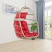 Hanging Egg Chair Without Stand Ceiling Egg Basket Chairs Capaticy for Patio Backyard Balcony Bedroom Living Room with Hanging Steel Chain & Cushions (Red)