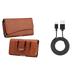 Bemz Accessory Bundle for Alcatel TETRA - Executive PU Leather Holster Card Slot Carrying Case (Brown) with Durable Fast Charge/Sync Micro USB Charger Cable (3.3 Feet) and Atom Cloth