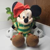 Disney Accents | Disney Store Mickey Mouse Holiday Plush Wearing Green Pajamas Reindeer Slippers | Color: Green/Red | Size: Os
