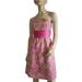 Lilly Pulitzer Dresses | Lilly Pulitzer Floral Jaquard Strapless Dress | Color: Green/Pink | Size: 4