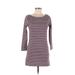 Jack Wills Casual Dress - Mini Boatneck 3/4 sleeves: Purple Print Dresses - Women's Size 6