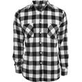 Langarmshirt URBAN CLASSICS "Herren Checked Flanell Shirt" Gr. 4XL, schwarz-weiß (black, white) Herren Shirts Langarm