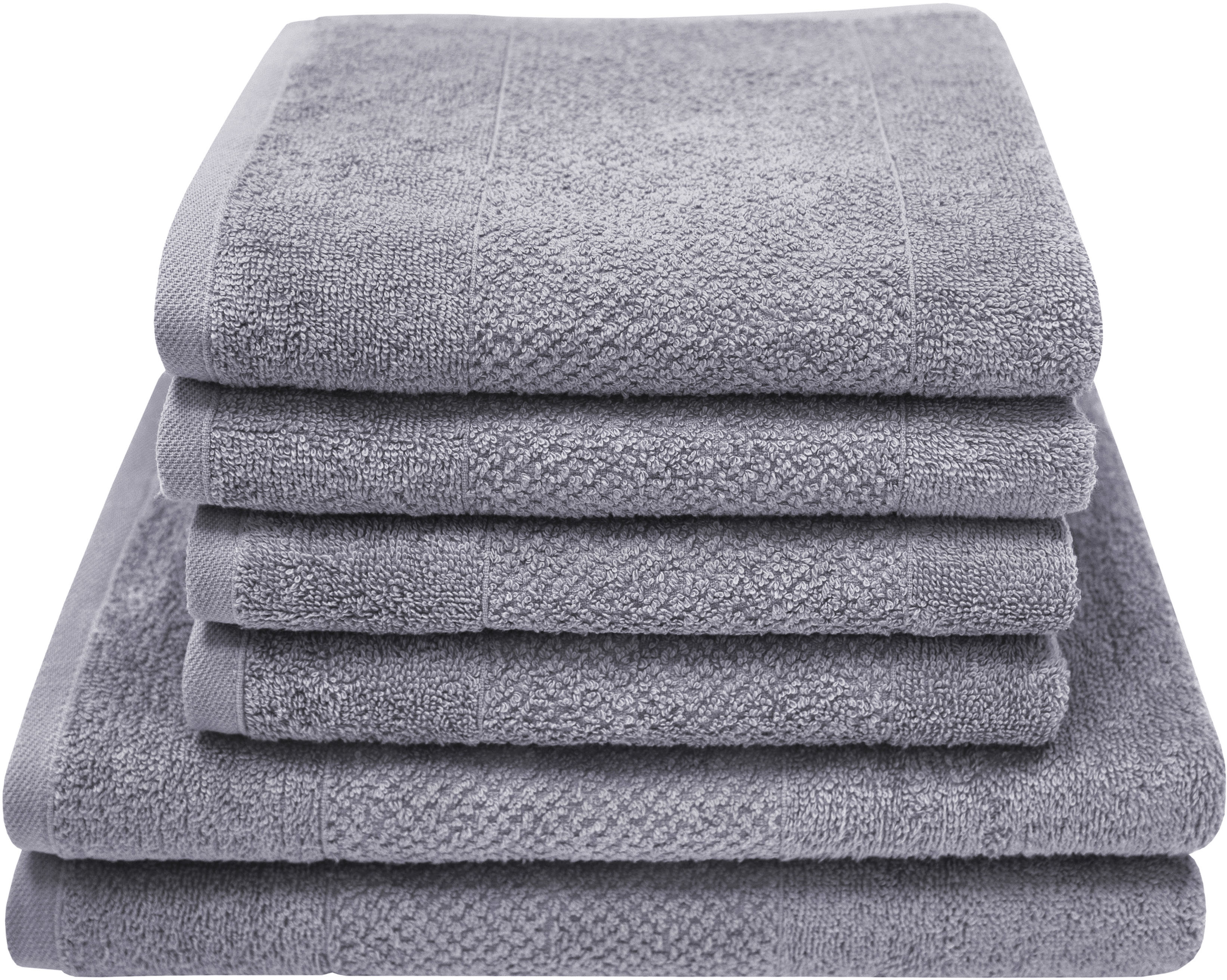 Handtuch Set DYCKHOFF "Popcorn Streifen", silber, 6 Stk., Walkfrottier, Walkfrottier, Obermaterial: 100% Baumwolle, Handtuch-Sets, 2 Badetücher (70x140 cm), 4 Handtücher (50x100 cm)