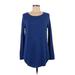 Leo & Nicole Long Sleeve T-Shirt: Blue Print Tops - Women's Size Medium