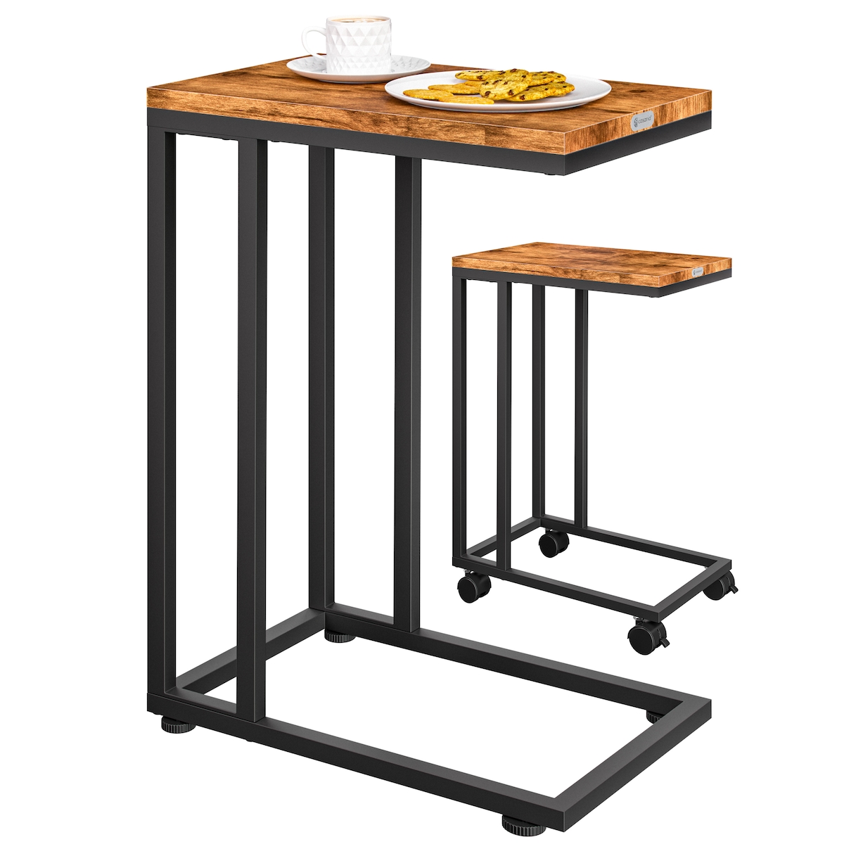 Casaria Beistelltisch mit Rollen Kaffeetisch Schwarz Holz-Optik Image