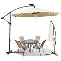 3.5m Parasol UV40+ Camping Pendule Parasol Pavillon led Solaire Jardin Parasol avec led -Beige