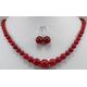 Red Jade Necklace, 6-14 Mm Necklace Earrings Set, Wedding Jewelry, Graduated