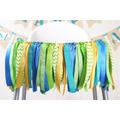 Blue, Teal, Green, Light Orange & Gold Ribbon Garland | Little Dino First Birthday Dinosaur Party Decorations