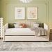 Twin Size Upholstered Daybed Sofa Bed With Trundle Bed and Wood Slat