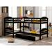 Twin L-Shaped Bunk bed with Trundle & Safety Guardrails for Kids Bedroom