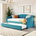 Twin Size Upholstered Daybed Sofa Bed With Trundle Bed and Wood Slat