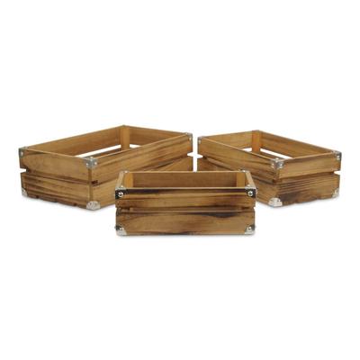 Rustic Farmstead Dark Brown Wooden Studded Crate Set