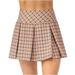 IROINNID Mini Comfort Waist Skirt For Women Fake Two-piece Plaid Running Casual Summer Yoga Pleated Tennis Skirt Print Skirt