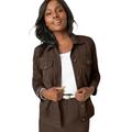 Plus Size Women's Classic Cotton Denim Jacket by Jessica London in Chocolate (Size 12) 100% Cotton Jean Jacket