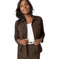 Plus Size Women's Classic Cotton Denim Jacket by Jessica London in Chocolate (Size 22) 100% Cotton Jean Jacket