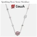 Coach Jewelry | Nwt Coach Brand Sparkling Rose Stone Necklace | Color: Pink/Silver | Size: 16" - 18" Adjustable