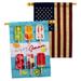 Breeze Decor Sweet Popsicles 2-Sided Polyester 40 H x 28 W House Flag in Blue/Gray/Orange | 40 H x 28 W in | Wayfair