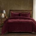 Rosdorf Park Annita Solid Faux Silk Velvet Romantic Western 3 Piece Duvet Cover Set Velvet in Red | King Duvet Cover + 2 King Shams | Wayfair