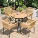 Bayou Breeze Aleyiah Round 4 - Person 31.5" Long Outdoor Dining Set Wood/Plastic/Wicker/Rattan in Black/Brown | 31.5 W x 31.5 D in | Wayfair