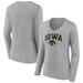 Women's Fanatics Branded Gray Iowa Hawkeyes Campus Long Sleeve V-Neck T-Shirt