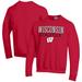Men's Champion Red Wisconsin Badgers Athletics Logo Stack Pullover Sweatshirt