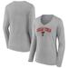 Women's Fanatics Branded Gray Texas Tech Red Raiders Campus Long Sleeve V-Neck T-Shirt