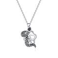 Drawelry Vintage Snake Skull Necklace: Silver Mens Animal Snake Pendant Chain Necklaces Gothic Punk Biker Jewellery for Girls Unisex (Snake)
