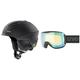 uvex Ultra MIPS - Skihelm für Damen und Herren & Downhill 2100 V - Skibrille für Damen und Herren - selbsttönend - beschlagfrei - Black matt/Vario Green-Clear - one Size