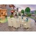 East West Furniture Outdoor Patio Set- a Wicker Dining Table with Glass Top and Armchair with Cushion, Cream (Pieces Option)