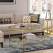 36" Wide Round Coffee Table with Glass Top in Brass, Round Coffee Table for living room, studio apartment essentials