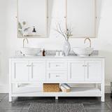 Randolph Morris Bristol 72 Inch Modern Console Vanity with Vessel Sink - White RM12-728WH-VWH