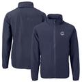 Men's Cutter & Buck Navy Chicago Cubs Americana Logo Charter Eco Knit Recycled Full-Zip Jacket