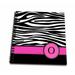 3dRose Letter O monogrammed black and white zebra stripes animal print with hot pink personalized initial - Memory Book 12 by 12-inch